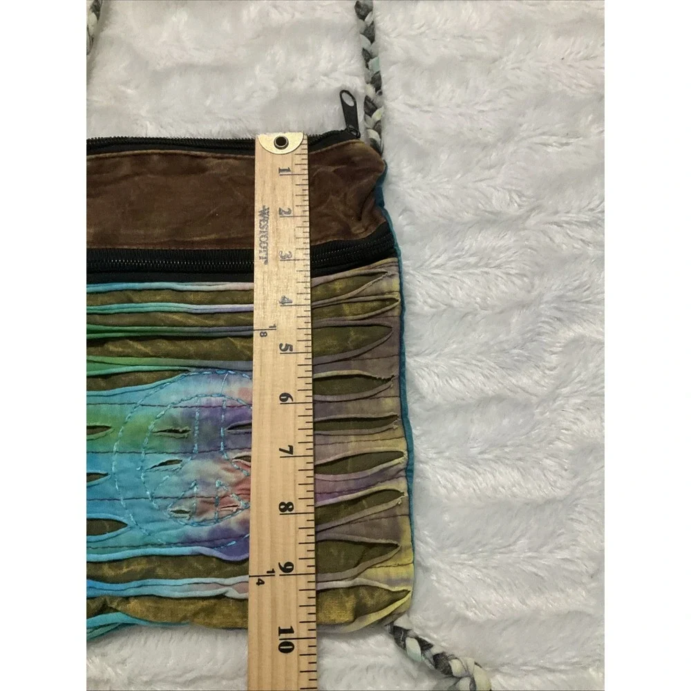 Women's Boho Hippie Tie Dye Peace Sign Crossbody Bag Patchwork Festival Purse